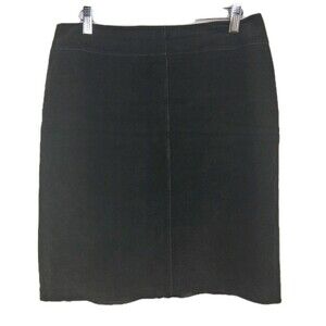 Vintage Express Black Genuine Suede Leather Pencil Skirt Size 7/8 Goth Grunge